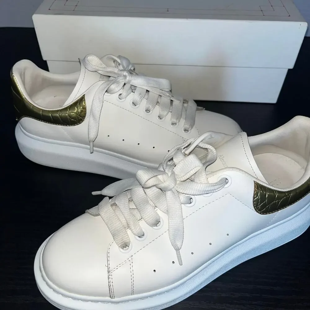 Alexander McQueen Oversized Sneakers White Gold Womens US 9 EU 42 - Picture 1 of 7